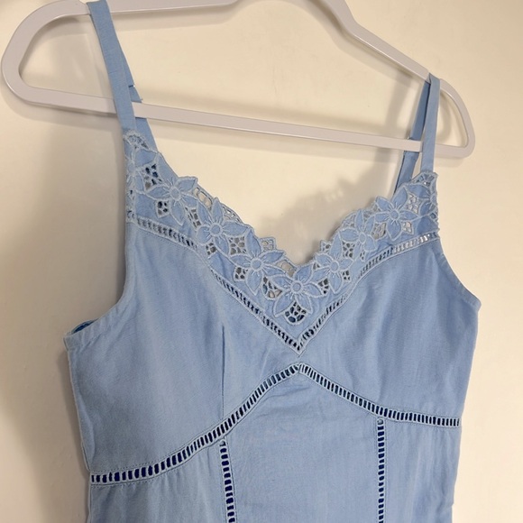 Madewell Sweetheart Midi Dress Linen Cotton Blend in Powder Blue Size 2 NWT - Picture 13 of 13